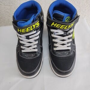 Heelys Shoes Kids 4 Black High Top Removable Wheel Skate Sneakers Yellow Wheels